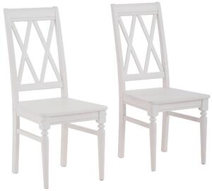 Sosnowe, białe krzesła o ciekawym kształcie - 2 sztuki