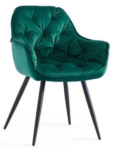 MebleMWM Krzesło tapicerowane DC-9220 zielony welur#56, nogi czarne