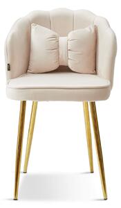 EMWOmeble Krzesło Glamour muszelka DC-6091 beżowe, złote nogi