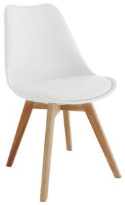 Krzesło Kris białe z poduszką z eko skóry nogi bukowe