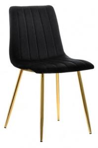 Krzesło tapicerowane Alan II czarne nogi złote welur
