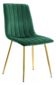 Krzesło tapicerowane Alan II zielone nogi złote welur