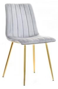Krzesło tapicerowane Alan II błękitne nogi złote welur
