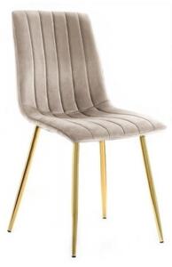Krzesło tapicerowane Alan II beżowe nogi złote welur