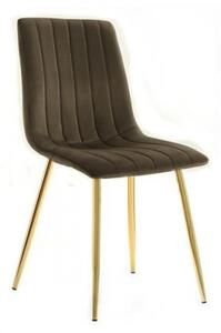 Krzesło tapicerowane Alan II brązowe nogi złote welur