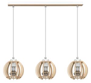 DILMA 3 NATURAL 398/3 lampa wisząca w stylu skandynawskim regulowana drewno