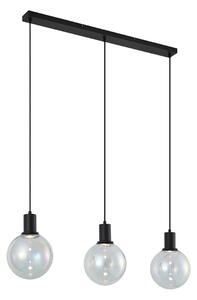 Designerska lampa wisząca czarna z tęczowym szkłem prostokątna 3-źródła światła - Mallon