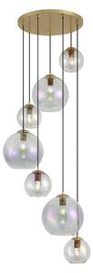 Lampa wisząca Art Deco złota z tęczowym szkłem 7-punktowa - Sandra