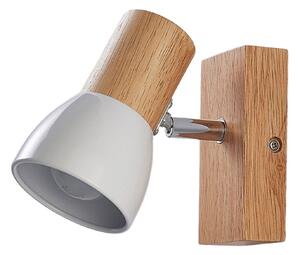 Lampa Ścienna Lindby, Thorin, ściemnialny, drewniany, salon, drewno, skandynawski