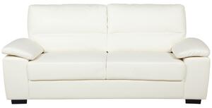 Klasyczna sofa trzyosobowa kanapa tapicerowana ekoskóra kremowa Vogar Beliani
