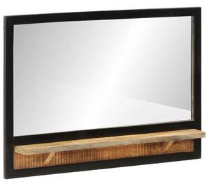 Lustro z półką, 80x8x55 cm, szkło i lite drewno mango