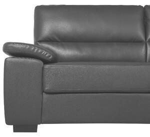 Klasyczna sofa trzyosobowa kanapa tapicerowana ekoskóra czarna Vogar Beliani