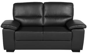 Klasyczna sofa dwuosobowa kanapa tapicerowana ekoskóra czarna Vogar Beliani