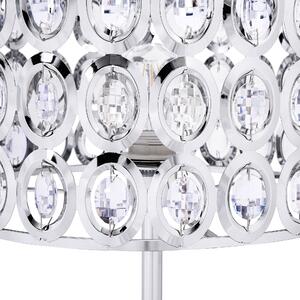Lampa podłogowa srebrna wysoki połysk z kryształkami metalowa 160 cm Tenna Beliani