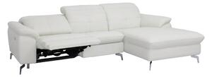 Narożna kanapa LISMORE z elektryczną funkcją relax z bawolej skóry – Kolor biały– Narożnik prawy