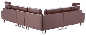 Narożnik dwustronny sofa skórzana regulowane zagłówki brązowy Stockholm Beliani