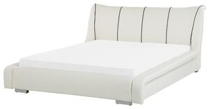 Nowoczesne łóżko skórzane 160 x 200 cm wysoki zagłówek białe Nantes Beliani