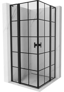 Mexen Mist L Duo kabina prysznicowa uchylna 120 x 120 cm, czarna kratka, czarna - 8A4L-120L-120P-70-77