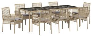 Zestaw Mebli Ogrodowych Komplet Jadalniany 9-Częściowy Beżowy Rattan Na Taras Balkon Ogród