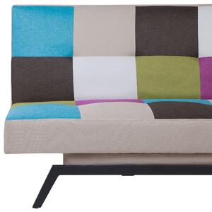 Rozkładana 3-osobowa sofa tapicerowana wielokolorowa tkanina patchworkowa Leeds Beliani