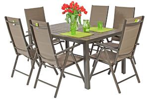 Meble ogrodowe składane aluminiowe MODENA Stół i 6 krzeseł - Brązowy
