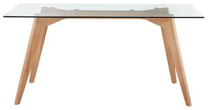 Nowoczesny stół do jadalni 160 x 90 cm szklany blat drewniane nogi Hudson Beliani