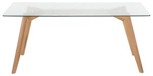 Nowoczesny stół do jadalni 180 x 90 cm szklany blat drewniane nogi Hudson Beliani