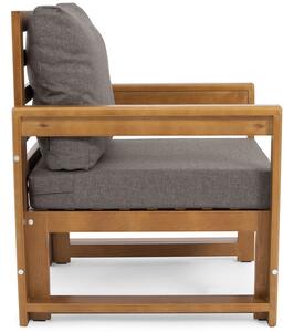 Zewnętrzny drewniany fotel wypoczynkowy MALTA brąz/grafit