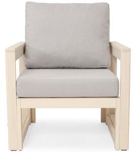 Wygodny fotel z drewna MALTA biały/szary