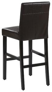 Krzesło barowe z oparciem ekoskóra pikowane z podnóżkiem brązowe Madison Beliani