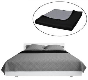 Dwustronna pikowana narzuta na łóżko, czarno-szara, 170x210 cm