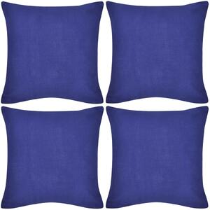 4 niebieskie poszewki na poduszki, bawełniane, 50 x 50 cm