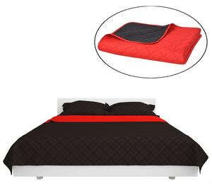 Dwustronna pikowana narzuta na łóżko czerwono-czarna 220x240 cm