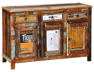 Kredens vintage z drewna odzyskanego z 3 szufladami, 3-drzwiowy