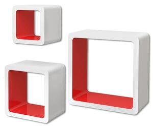 3 biało czerwone półki ozdobne MDF Cube