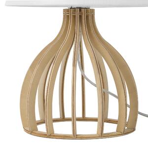 Lampa stołowa na biurko 36 cm drewniana z abażurem biała Agueda Beliani