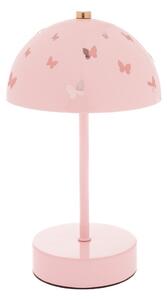 Różowa metalowa dziecięca lampa stołowa Butterfly – Dakls