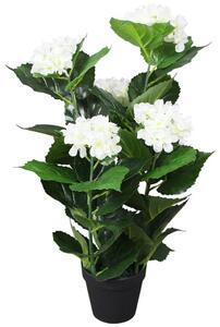 Sztuczna hortensja z doniczką, 60 cm, kolor biały