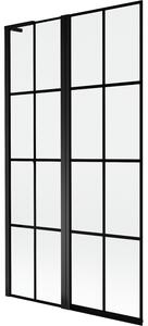 Mexen Mist L parawan nawannowy 2-skrzydłowy lewy 100 x 150 cm, czarna kratka, czarny - 8A9L-100-011-70-77-L