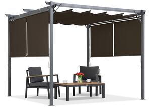 Brązowa pergola tarasowa z roletami La Palma 3x3 Garden Point