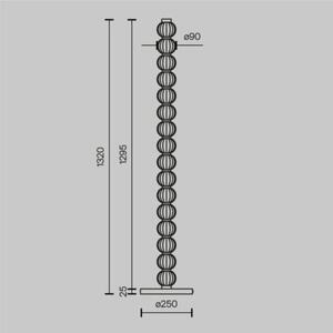 Lampa stojąca podłogowa art deco złoto-przezroczysta szklane ryflowane kulki LED 33W AMULET Maytoni