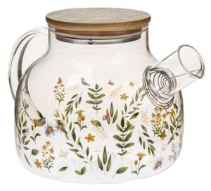 Zielony szklany dzbanek do herbaty 1 l Wildflowers – Dakls