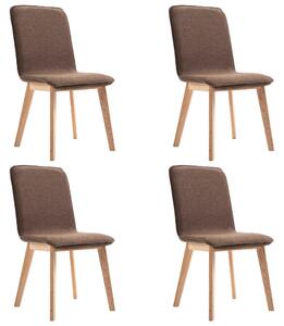 Krzesła do jadalni, 4 szt., brązowe, tkanina i lity dąb