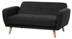 Retro sofa kanapa rozkładana z funkcją spania 2-osobowa pikowana czarna Florli Beliani