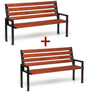 Ławka na zewnątrz CITY z oparciem 1+1 GRATIS, 1660 mm, mahoń ciemny