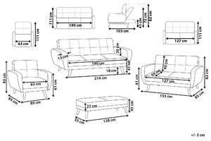 Komplet wypoczynkowy 2 sofy fotel otomana funkcja spania pikowany szary Florli Beliani