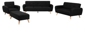 Komplet wypoczynkowy 2 sofy fotel otomana funkcja spania pikowany czarny Florli Beliani