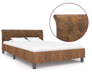 Rama łóżka, brązowa, sztuczna skóra zamszowa, 120 x 200 cm