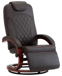 Rozkładany fotel telewizyjny, brązowy, sztuczna skóra