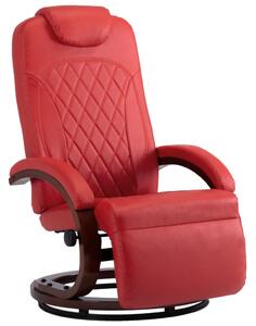 Rozkładany fotel telewizyjny, czerwony, sztuczna skóra
